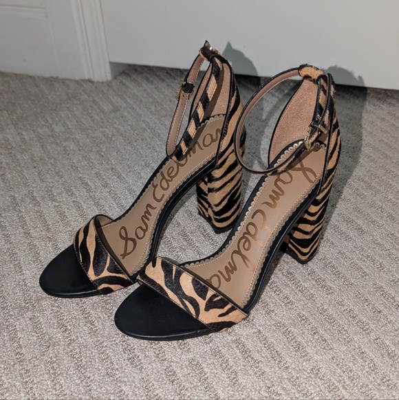 Sam Edelman Zebra-Print Ankle Strap Block Heel Sandal 7.5 - Picture 2 of 8